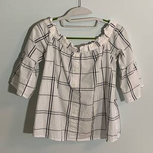 A&F Off the Shoulder Checkered Blouse